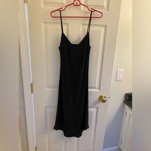 Black midi slip dress